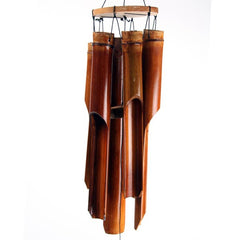 Bamboo Windchime 6 Chimes Brown Clapper, Medium