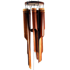 Bamboo Windchime 6 Chimes Brown Clapper, Large